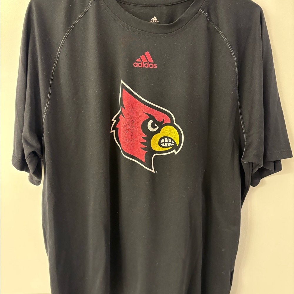 Adidas Black Tee with Louisville Cardinals Logo